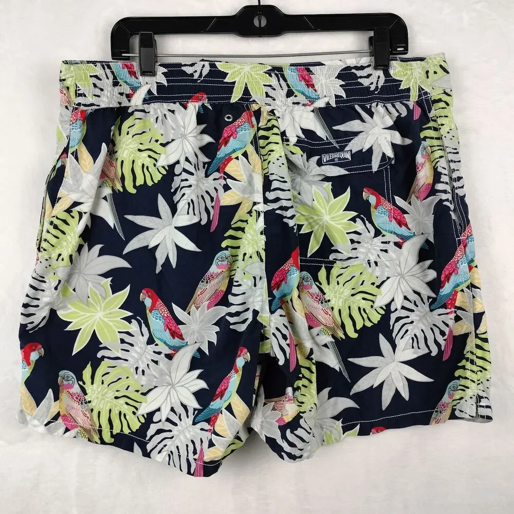 Vilebrequin Swim Suit Trunks Men XXL Hawaiian Board Shorts Floral Tropical Birds